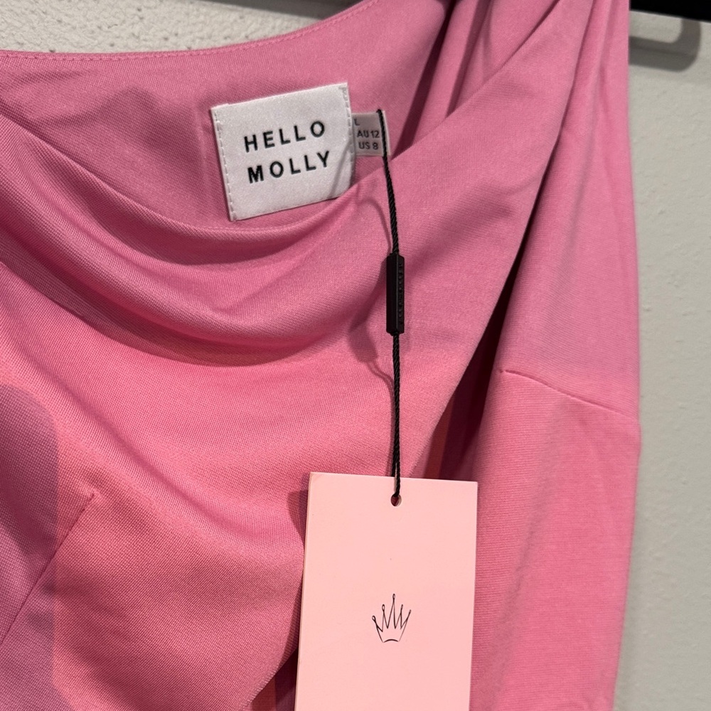Hello Molly One-Shoulder Dress in Pink - Picture 2 of 4